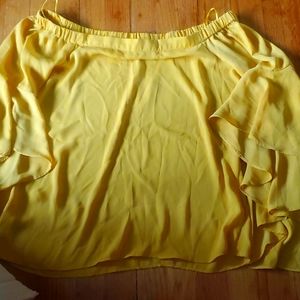 Yellow rose+olive off the shoulder top